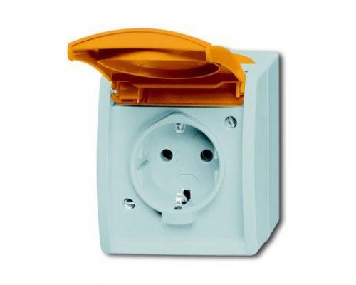 Розетка Schuko ОП Ocean 16А 250В с оранжевой крышкой IP44 сер./сине-зел. ABB 2CKA002083A0820