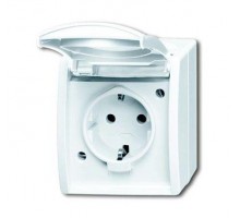 Розетка Schuko ОП Ocean 16А 250В с полем для надписи IP44 альп. бел. ABB 2CKA002083A0831