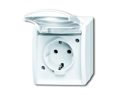 Розетка Schuko ОП Ocean 16А 250В с полем для надписи IP44 альп. бел. ABB 2CKA002083A0831
