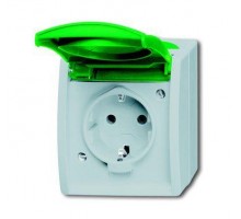 Розетка Schuko ОП Ocean 16А 250В с зеленой крышкой IP44 сер./сине-зел. ABB 2CKA002083A0819