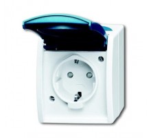 Розетка Schuko ОП Ocean 16А 250В защ. шторки IP44 сер./син./зел. ABB 2CKA002083A0842