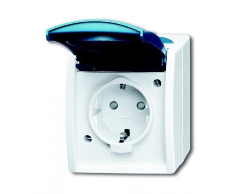 Розетка Schuko ОП Ocean 16А 250В защ. шторки IP44 сер./син./зел. ABB 2CKA002083A0842