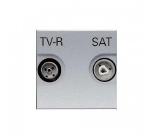 Розетка TV-R-SAT 2мод. Zenit с накладкой серебристый ABB 2CLA225130N1301