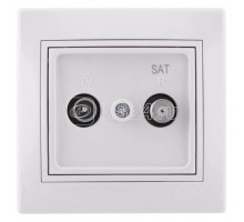 Розетка TV-SAT Мира спутниковая проходная бел. с бел. вст. LEZARD 701-0202-160