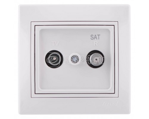 Розетка TV-SAT Мира спутниковая проходная бел. с бел. вст. LEZARD 701-0202-160