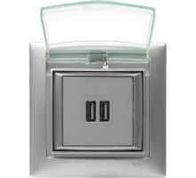 Розетка USB 2-м СП Valena алюм. Leg 770270