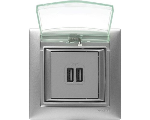 Розетка USB 2-м СП Valena алюм. Leg 770270