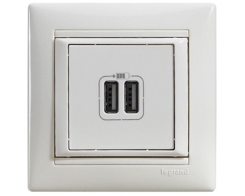 Розетка USB 2-м СП Valena бел. Leg 770470