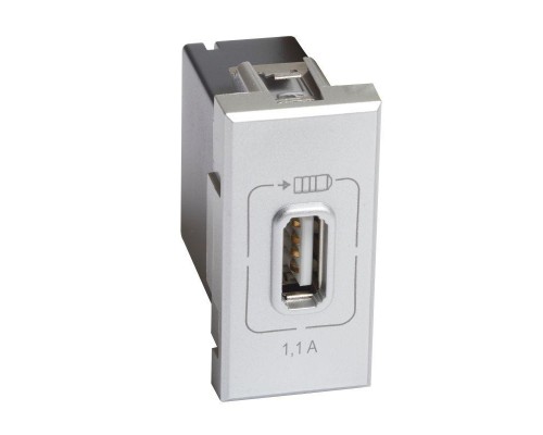 Розетка USB Axolute 1мод. 1.1А 230/5В алюм. Leg BTC HC4285C1