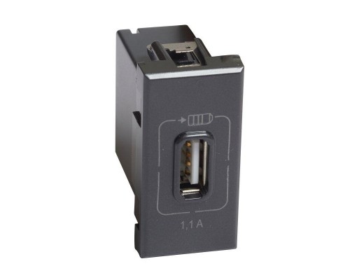 Розетка USB Axolute 1мод. 1.1А 230/5В антрацит Leg BTC HS4285C1
