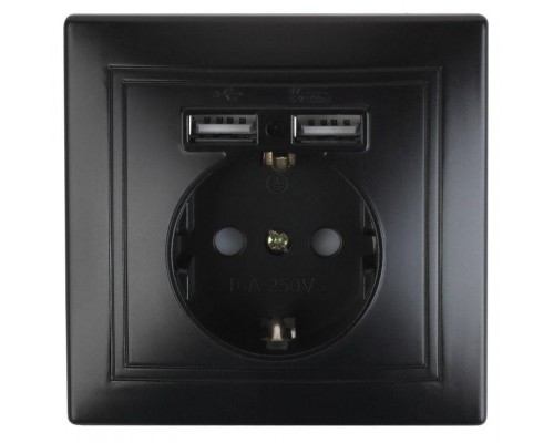 Розетка+USB СП Plano 1-410-05 IP20 антрацит Intro Б0044578