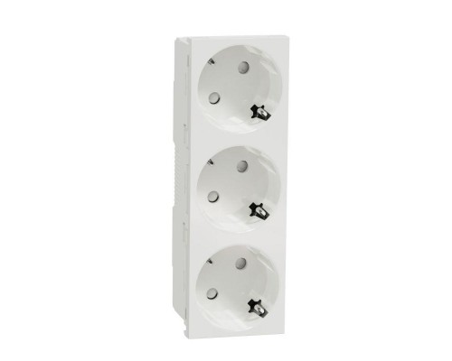 Розетка Unica Modular 3х(2К+З) 45г защ. шторки безвинт. клеммы бел. SchE NU307618