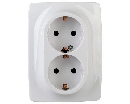 Розетка Эра12 2х2P+E Schuko 12-2006-01 16А-250В бел. ЭРА Б0038808