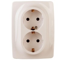 Розетка Эра12 2х2P+E Schuko 12-2006-02 16А-250В сл. кость ЭРА Б0038809