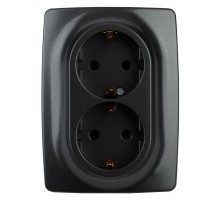 Розетка Эра12 2х2P+E Schuko 12-2108-05 16А-250В защ. шторки IP20 антрацит ЭРА Б0036446