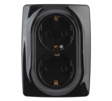 Розетка Эра12 2х2P+E Schuko 12-2108-06 16А-250В защ. шторки IP20 черн. ЭРА Б0036447