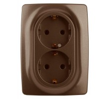 Розетка Эра12 2х2P+E Schuko 12-2108-13 16А-250В защ. шторки IP20 бронза ЭРА Б0036449