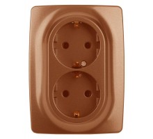 Розетка Эра12 2х2P+E Schuko 12-2108-14 16А-250В защ. шторки IP20 медь ЭРА Б0036450