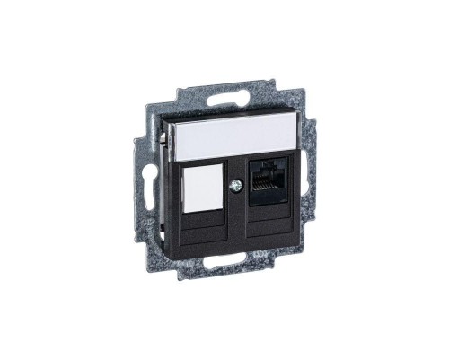 Розетка информационная Levit RJ45 кат. 5e и заглушка антрацит ABB 2CHH295117A6063