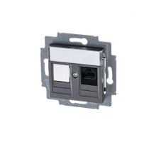 Розетка информационная Levit RJ45 кат. 5e и заглушка сталь ABB 2CHH295117A6069