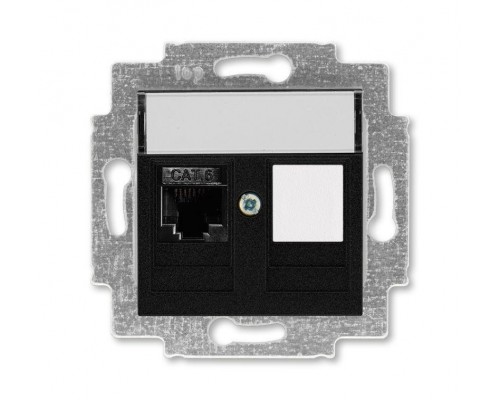 Розетка информационная Levit RJ45 кат. 6 и заглушка антрацит ABB 2CHH296117A6063