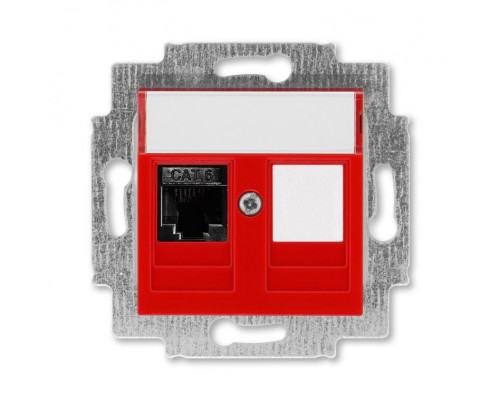 Розетка информационная Levit RJ45 кат. 6 и заглушка красн. ABB 2CHH296117A6065