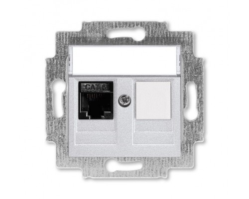 Розетка информационная Levit RJ45 кат. 6 и заглушка серебр. ABB 2CHH296117A6070