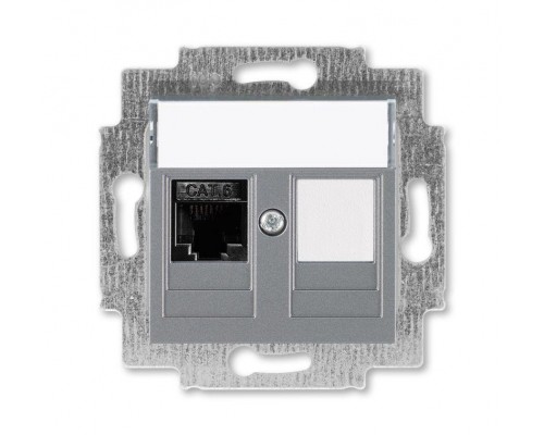 Розетка информационная Levit RJ45 кат. 6 и заглушка сталь ABB 2CHH296117A6069