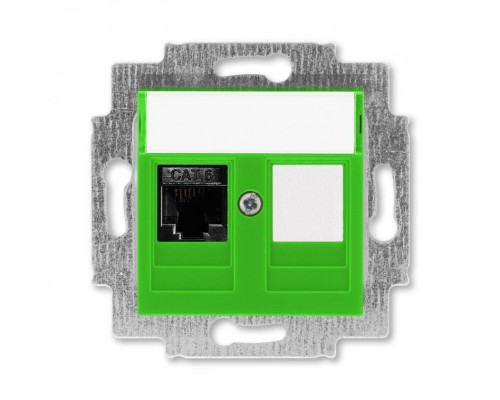 Розетка информационная Levit RJ45 кат. 6 и заглушка зел. ABB 2CHH296117A6067