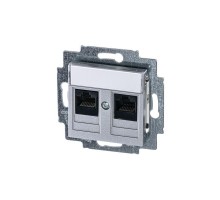 Розетка информационная Levit двойная 2хRJ45 кат. 5e серебр. ABB 2CHH295118A6070