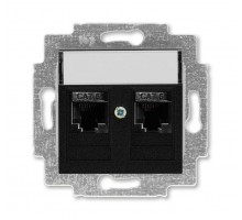 Розетка информационная Levit двойная 2хRJ45 кат. 6 антрацит ABB 2CHH296118A6063