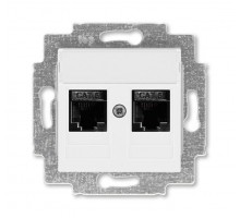 Розетка информационная Levit двойная 2хRJ45 кат. 6 бел. ABB 2CHH296118A6003