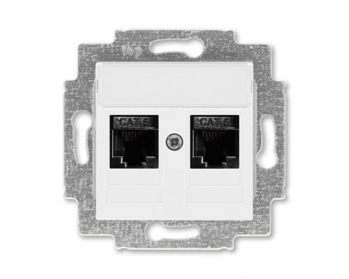 Розетка информационная Levit двойная 2хRJ45 кат. 6 бел. ABB 2CHH296118A6003