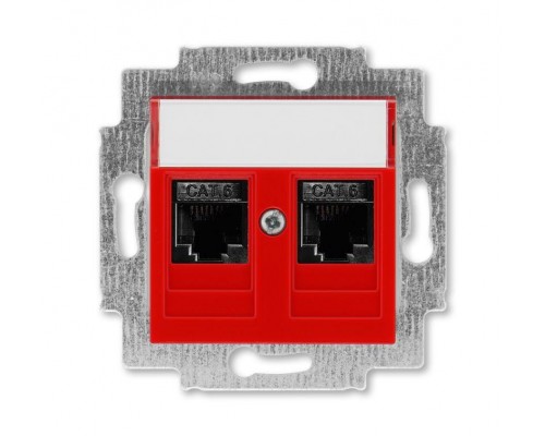 Розетка информационная Levit двойная 2хRJ45 кат. 6 красн. ABB 2CHH296118A6065