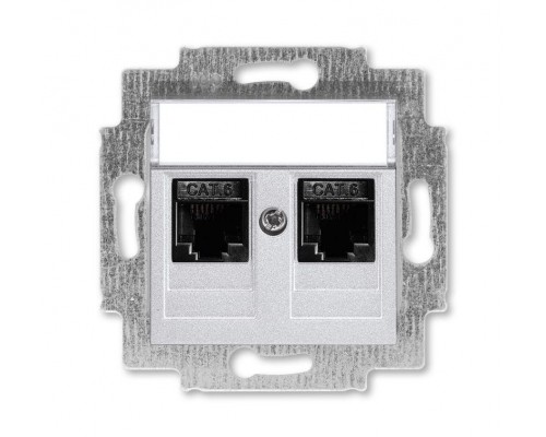 Розетка информационная Levit двойная 2хRJ45 кат. 6 серебр. ABB 2CHH296118A6070