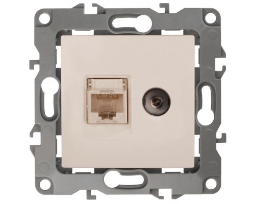 Розетка информационная RJ45+TV 12-3110-02 сл. кость ЭРА Б0027442