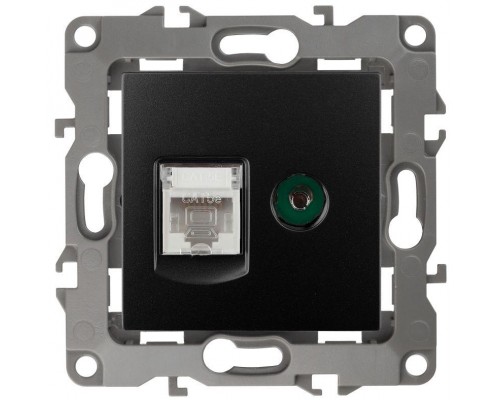 Розетка информационная RJ45+TV 12-3110-05 антрацит ЭРА Б0027445