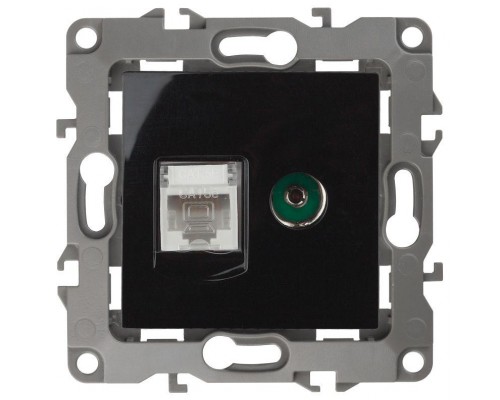 Розетка информационная RJ45+TV 12-3110-06 черн. ЭРА Б0027446