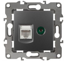 Розетка информационная RJ45+TV 12-3110-12 графит ЭРА Б0027447
