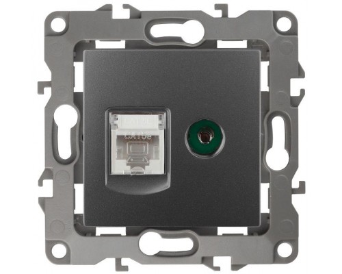 Розетка информационная RJ45+TV 12-3110-12 графит ЭРА Б0027447