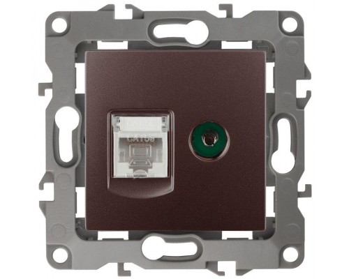 Розетка информационная RJ45+TV 12-3110-13 бронза ЭРА Б0027448