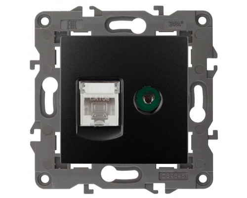 Розетка информационная RJ45+TV 14-3110-05 Elegance антрацит ЭРА Б0034318