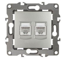 Розетка информационная двойная RJ45 + RJ45 12-3108-03 алюм. ЭРА Б0014731