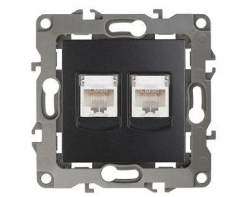 Розетка информационная двойная RJ45 + RJ45 12-3108-05 антрацит ЭРА Б0014733