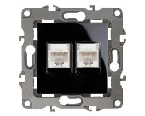 Розетка информационная двойная RJ45 + RJ45 12-3108-06 черн. ЭРА Б0014734