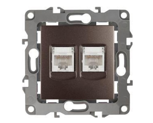 Розетка информационная двойная RJ45 + RJ45 12-3108-13 бронза ЭРА Б0019355