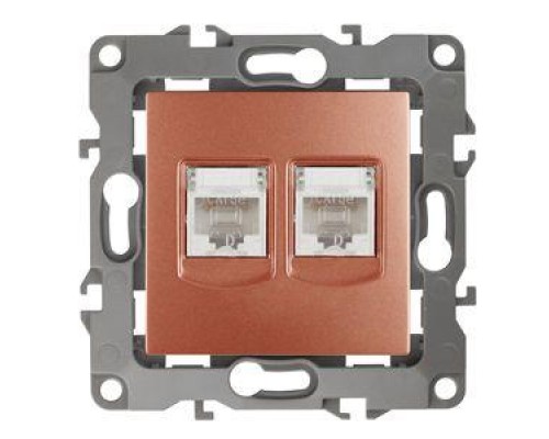 Розетка информационная двойная RJ45 + RJ45 12-3108-14 медь ЭРА Б0019356
