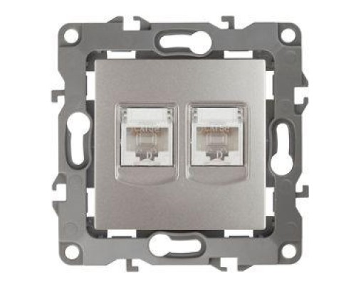Розетка информационная двойная RJ45 + RJ45 12-3108-15 перламутр ЭРА Б0019357