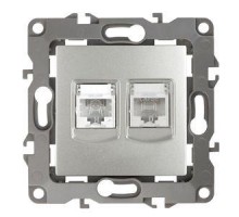 Розетка информационная + телеф. 2мод. RJ45 + RJ11 12-3109-03 алюм. ЭРА Б0018250