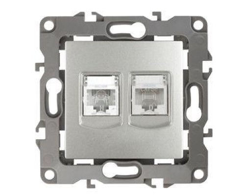 Розетка информационная + телеф. 2мод. RJ45 + RJ11 12-3109-03 алюм. ЭРА Б0018250